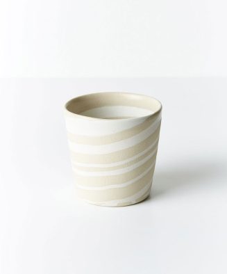 Striped Glass Almond Green Gold Ceramic